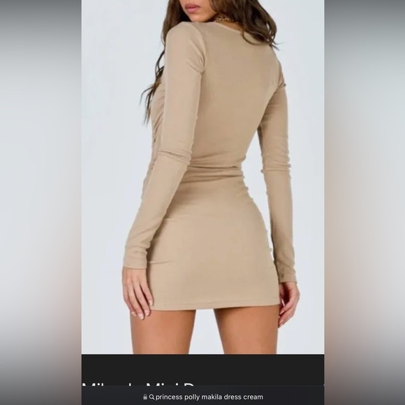 PRINCESS POLLY MIKAYLA MINI DRESS in Beige - Picture 3 of 4